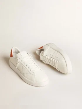 Męskie buty Purestar z białą skórzaną gwiazdą i pomarańczową wstawką na pięcie
