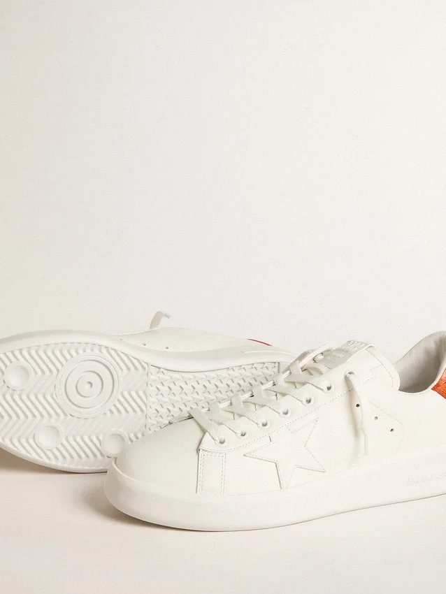 Męskie buty Purestar z białą skórzaną gwiazdą i pomarańczową wstawką na pięcie