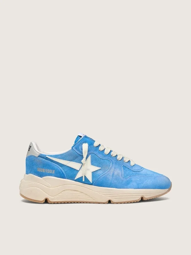 Męskie buty Running Sole z jasnoniebieskiego zamszu z białą gwiazdą