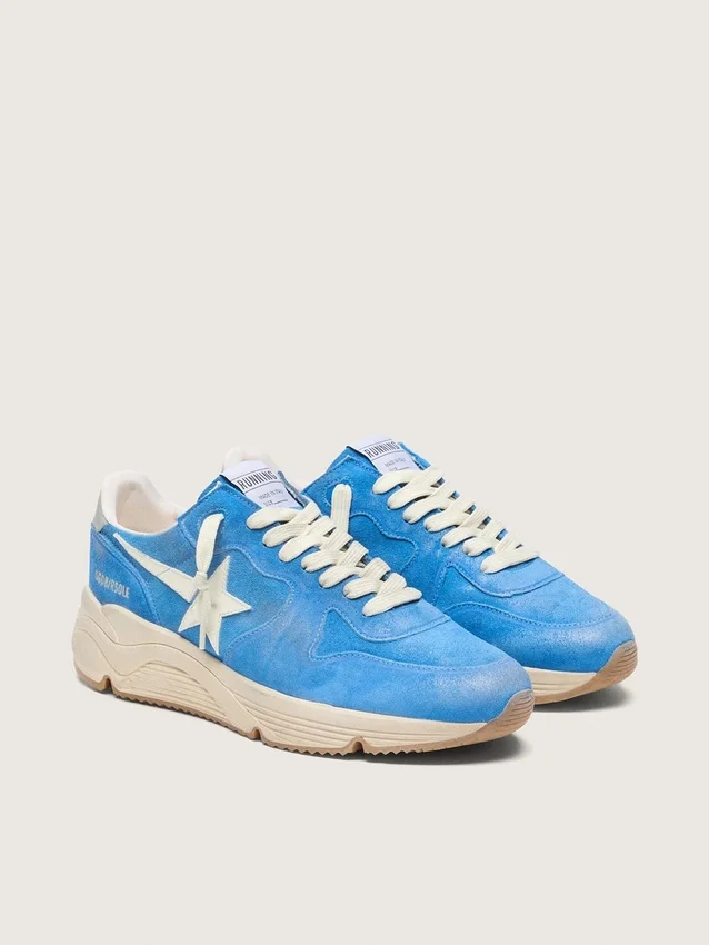 Męskie buty Running Sole z jasnoniebieskiego zamszu z białą gwiazdą