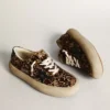 Męskie buty Space-Star z skóry kucyka w panterkę z czarną gwiazdą i obcasem