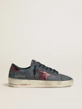 Męskie buty Stardan LTD z antracytowego nubuku i niebieskiego zamszu z metaliczną skórzaną gwiazdą