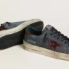 Męskie buty Stardan LTD z antracytowego nubuku i niebieskiego zamszu z metaliczną skórzaną gwiazdą
