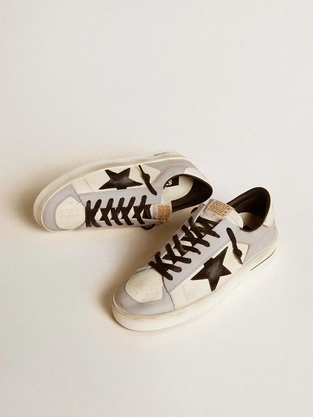 Męskie buty Stardan LTD z nappy i skóry z zamszową gwiazdą i skórzaną wstawką na pięcie