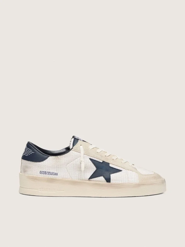 Męskie buty Stardan z beżowego zamszu z niebieską gwiazdą