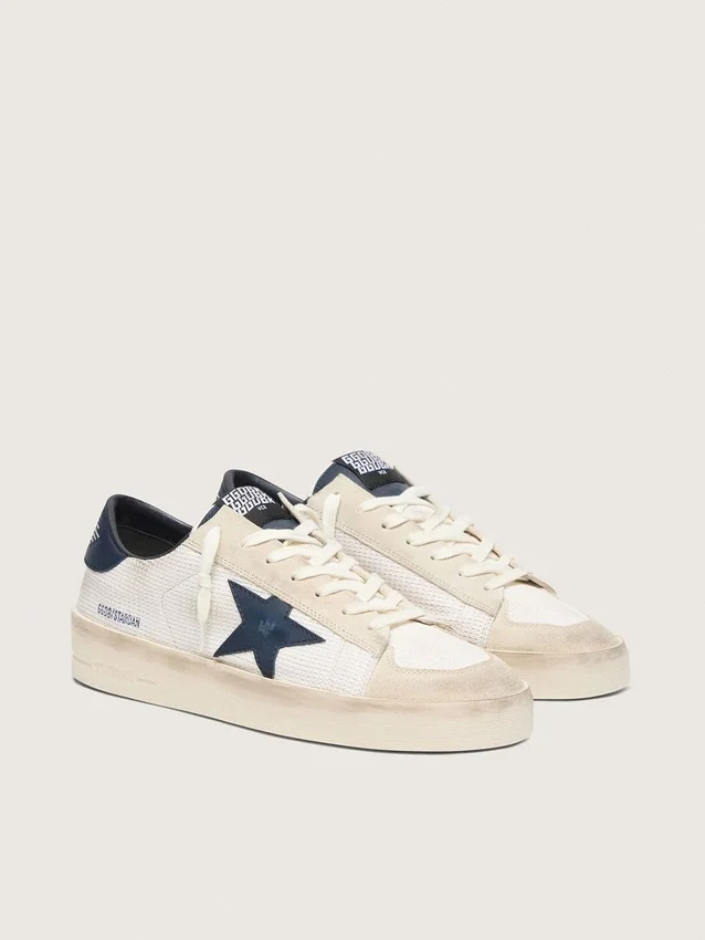 Męskie buty Stardan z beżowego zamszu z niebieską gwiazdą
