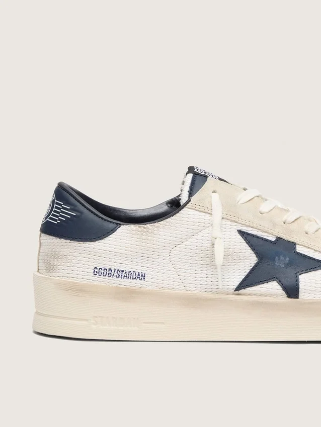 Męskie buty Stardan z beżowego zamszu z niebieską gwiazdą