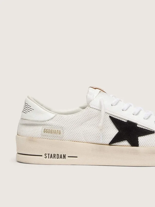 Męskie buty Stardan z białej siateczki z czarną zamszową gwiazdą