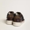 Męskie buty Stardan z brązowego zamszu i czarnej siateczki z białą skórzaną gwiazdą oraz wstawkami ze skóry nappa