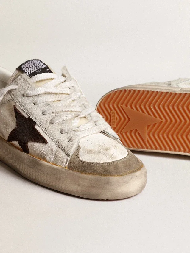 Męskie buty Stardan z nappy i skóry kucyka z brązową zamszową gwiazdą