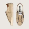 Męskie buty Super-Star LTD z beżowego płótna z czarną skórzaną gwiazdą