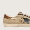 Męskie buty Super-Star LTD z beżowego płótna z czarną skórzaną gwiazdą