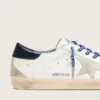 Męskie buty Super-Star LTD z białej skóry z zamszową gwiazdą i niebieską skórzaną wstawką na pięcie