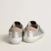 Męskie buty Super-Star LTD z metalicznego srebrnego zamszu z skórzaną gwiazdą i zamszową wstawką na pięcie
