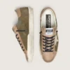 Męskie buty Super-Star LTD z oliwkowo-zielonego zamszu z kremową haftowaną gwiazdą