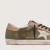 Męskie buty Super-Star LTD z oliwkowo-zielonego zamszu z kremową haftowaną gwiazdą
