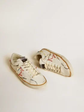 Męskie buty Super-Star LTD z perforowaną gwiazdą i metaliczną skórzaną wstawką na pięcie