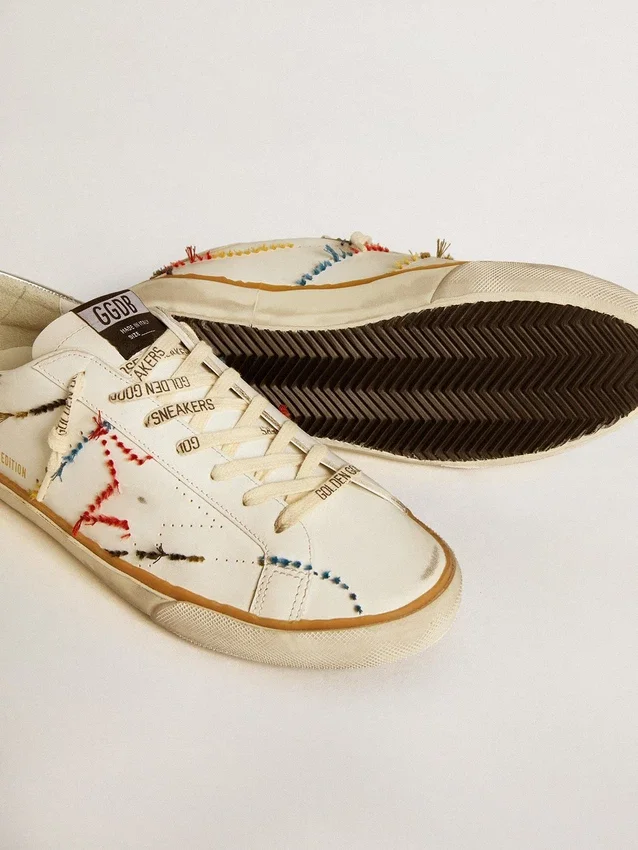 Męskie buty Super-Star LTD z perforowaną gwiazdą i metaliczną skórzaną wstawką na pięcie