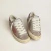 Męskie buty Super-Star LTD z szarego zamszu z czerwoną gwiazdą z woskowanego zamszu i naszywką na pięcie