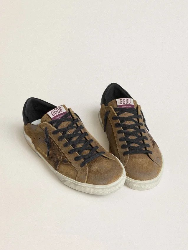 Męskie buty Super-Star LTD z woskowanego zamszu z gwiazdą w wzór pytona i zapiętkiem z skóry nappa