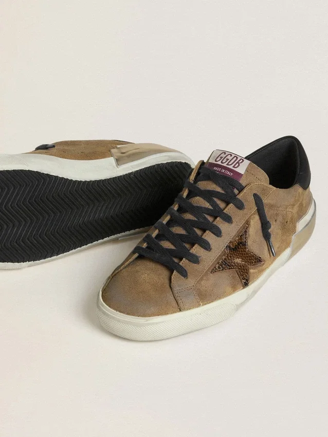 Męskie buty Super-Star LTD z woskowanego zamszu z gwiazdą w wzór pytona i zapiętkiem z skóry nappa