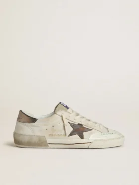 Męskie buty Super-Star LTD z zamszu z brązową skórzaną gwiazdą i metaliczną skórzaną wstawką na pięcie