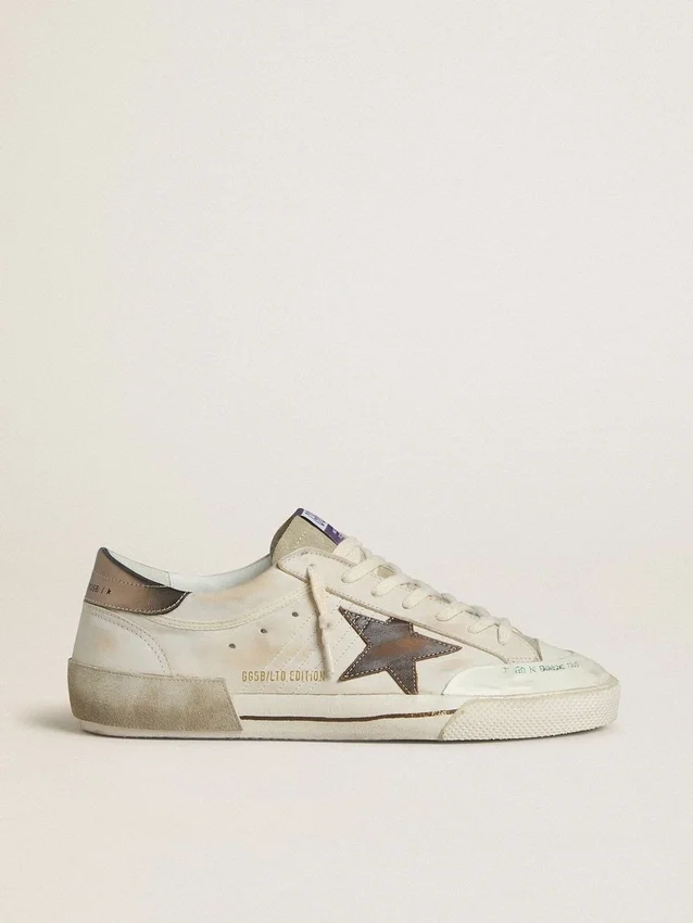 Męskie buty Super-Star LTD z zamszu z brązową skórzaną gwiazdą i metaliczną skórzaną wstawką na pięcie