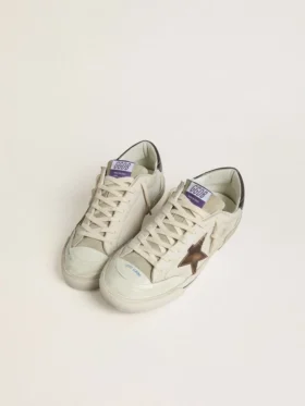 Męskie buty Super-Star LTD z zamszu z brązową skórzaną gwiazdą i metaliczną skórzaną wstawką na pięcie