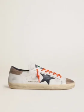Męskie buty Super-Star LTD ze skóry z czarną skórzaną gwiazdą i beżową skórzaną wstawką na pięcie