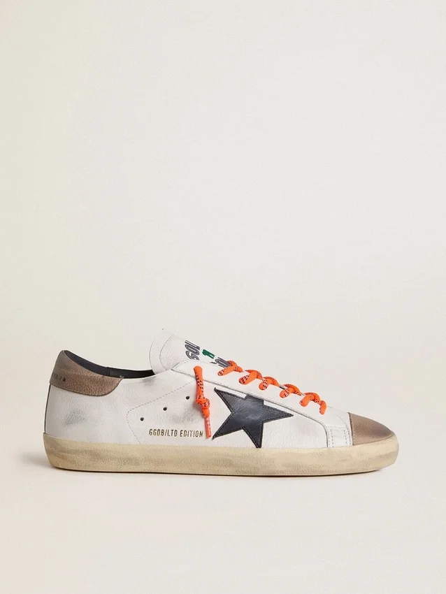 Męskie buty Super-Star LTD ze skóry z czarną skórzaną gwiazdą i beżową skórzaną wstawką na pięcie