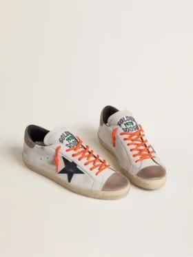 Męskie buty Super-Star LTD ze skóry z czarną skórzaną gwiazdą i beżową skórzaną wstawką na pięcie