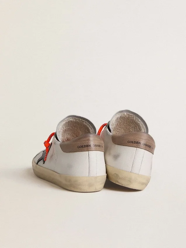 Męskie buty Super-Star LTD ze skóry z czarną skórzaną gwiazdą i beżową skórzaną wstawką na pięcie
