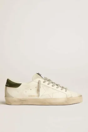 Męskie buty Super-Star z biopochodnej skóry, z perforowaną gwiazdą i zieloną wstawką na pięcie