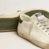 Męskie buty Super-Star z biopochodnej skóry, z perforowaną gwiazdą i zieloną wstawką na pięcie