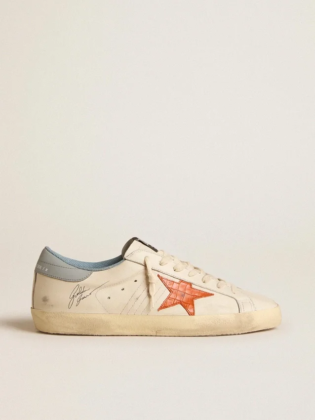 Męskie buty Super-Star z gwiazdą w wzór krokodyla i srebrno-niebieską wstawką na pięcie
