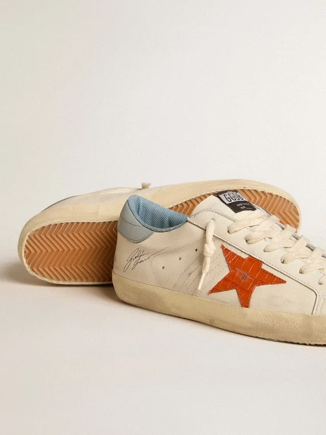 Męskie buty Super-Star z gwiazdą w wzór krokodyla i srebrno-niebieską wstawką na pięcie