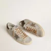 Męskie buty Super-Star z gwiazdą z skóry w kolorze tytoniowym z nadrukiem imitującym skórę krokodyla oraz czarną skórzaną wstawką na pięcie