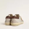 Męskie buty Super-Star z gwiazdą z skóry w kolorze tytoniowym z nadrukiem imitującym skórę krokodyla oraz czarną skórzaną wstawką na pięcie