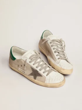 Męskie buty Super-Star z jasnosrebrnej siateczki z szarą gwiazdą