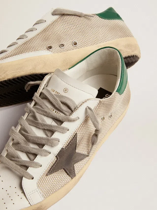 Męskie buty Super-Star z jasnosrebrnej siateczki z szarą gwiazdą