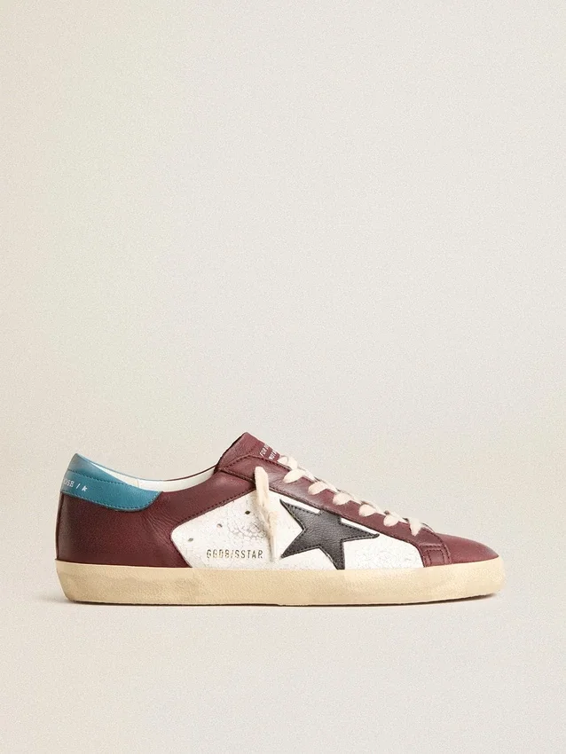 Męskie buty Super-Star z krakelowanej skóry z brązową gwiazdą i turkusową wstawką na pięcie