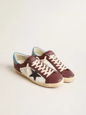 Męskie buty Super-Star z krakelowanej skóry z brązową gwiazdą i turkusową wstawką na pięcie