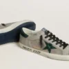 Męskie buty Super-Star z nappy i zamszu z zieloną gwiazdą z skóry z nadrukiem imitującym skórę krokodyla