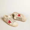 Męskie buty Super-Star z nappy z czerwoną gwiazdą i kremową skórzaną wstawką na pięcie