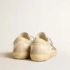 Męskie buty Super-Star z nappy z czerwoną gwiazdą i kremową skórzaną wstawką na pięcie