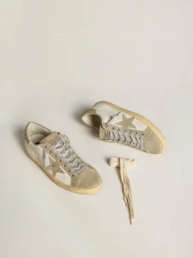 Męskie buty Super-Star z nappy z gwiazdą z zamszu w kolorze lodowej szarości i czarnym haftem