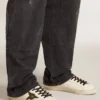 Męskie buty Super-Star z nappy z zieloną skórzaną gwiazdą i szarym skórzanym paskiem na pięcie