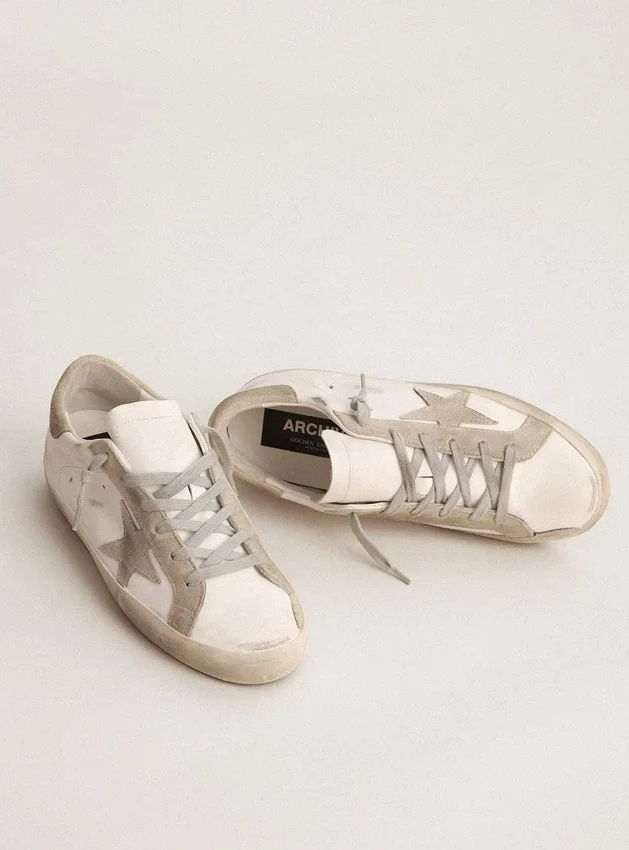 Męskie buty Super-Star z szarą zamszową gwiazdą i naszywką na pięcie