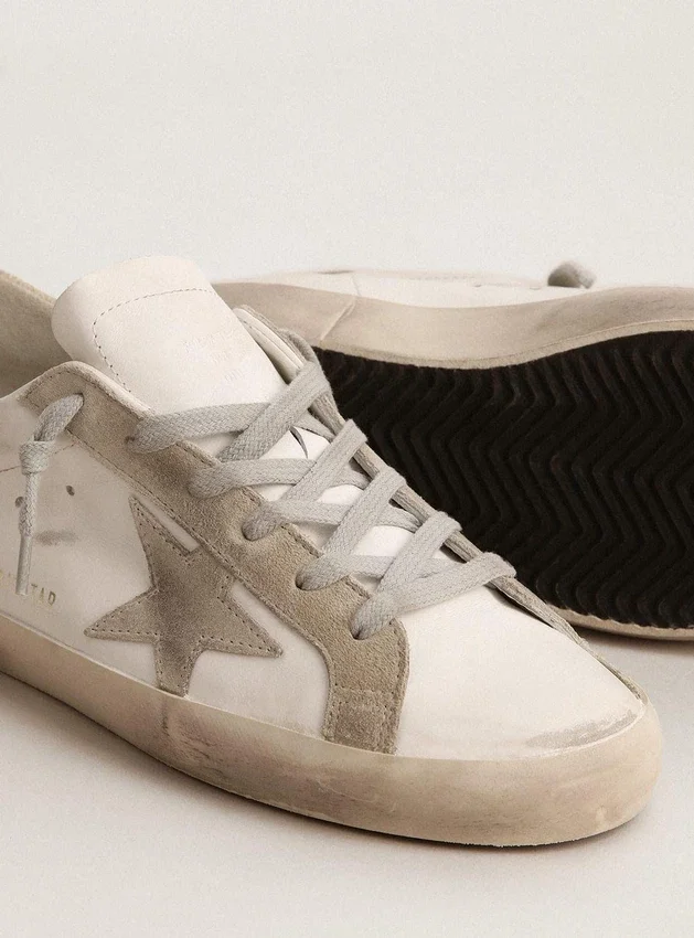 Męskie buty Super-Star z szarą zamszową gwiazdą i naszywką na pięcie