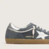 Męskie buty Super-Star z szarego zamszu z białą skórzaną gwiazdą i srebrną skórzaną wstawką na pięcie